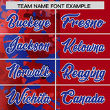 Custom Red Royal Split Personalized Graffiti Raglan Sleeve Authentic Baseball Jersey