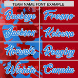 Custom Red Blue Split Personalized Graffiti Raglan Sleeve Authentic Baseball Jersey