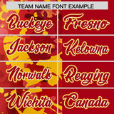 Custom Red Yellow Split Personalized Graffiti Raglan Sleeve Authentic Baseball Jersey