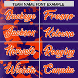 Custom Purple Orange Split Personalized Graffiti Raglan Sleeve Authentic Baseball Jersey