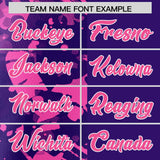 Custom Purple Pink Split Personalized Graffiti Raglan Sleeve Authentic Baseball Jersey