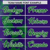 Custom Purple Green Split Personalized Graffiti Raglan Sleeve Authentic Baseball Jersey
