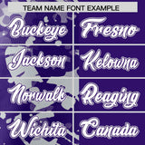 Custom Purple Gray Split Personalized Graffiti Raglan Sleeve Authentic Baseball Jersey