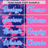 Custom Pink Royal Split Personalized Graffiti Raglan Sleeve Authentic Baseball Jersey