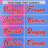Custom Blue Pink Split Personalized Graffiti Raglan Sleeve Authentic Baseball Jersey
