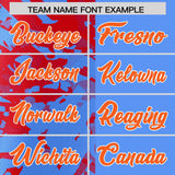 Custom Blue Red Split Personalized Graffiti Raglan Sleeve Authentic Baseball Jersey