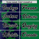 Custom Green Navy Split Personalized Graffiti Raglan Sleeve Authentic Baseball Jersey