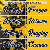 Custom Yellow Black Split Personalized Graffiti Raglan Sleeve Authentic Baseball Jersey