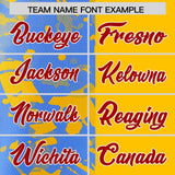 Custom Yellow Powder Blue Split Personalized Graffiti Raglan Sleeve Authentic Baseball Jersey