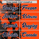 Custom Orange Black Split Personalized Graffiti Raglan Sleeve Authentic Baseball Jersey