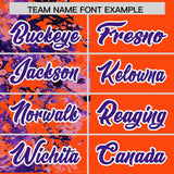 Custom Orange Purple Split Personalized Graffiti Raglan Sleeve Authentic Baseball Jersey
