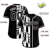 Custom Black White Split Fashion Coconut Tree Design Authentic Baseball Jersey