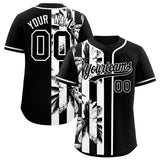 Custom Black White Split Fashion Coconut Tree Design Authentic Baseball Jersey