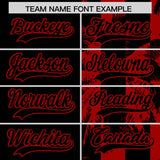 Custom Black Red Split Fashion Coconut Tree Design Authentic Baseball Jersey