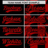 Custom Black Red Split Fashion Coconut Tree Design Authentic Baseball Jersey