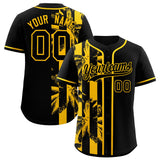 Custom Black Yellow Split Fashion Coconut Tree Design Authentic Baseball Jersey