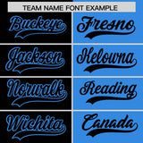 Custom Black Powder Blue Split Fashion Coconut Tree Design Authentic Baseball Jersey