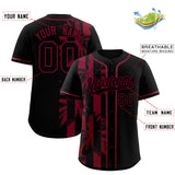 Custom Black Crimson Split Fashion Coconut Tree Design Authentic Baseball Jersey