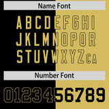 Custom Black Old Gold Split Fashion Coconut Tree Design Authentic Baseball Jersey