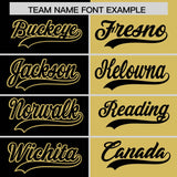 Custom Black Old Gold Split Fashion Coconut Tree Design Authentic Baseball Jersey