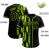 Custom Black Neon Green Split Fashion Coconut Tree Design Authentic Baseball Jersey