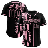 Custom Black Light Pink Split Fashion Coconut Tree Design Authentic Baseball Jersey