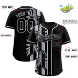 Custom Black Gray Split Fashion Coconut Tree Design Authentic Baseball Jersey