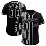 Custom Black Gray Split Fashion Coconut Tree Design Authentic Baseball Jersey