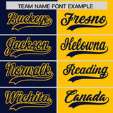 Custom Navy Yellow Split Fashion Coconut Tree Design Authentic Baseball Jersey