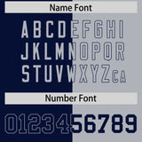 Custom Navy Gray Split Fashion Coconut Tree Design Authentic Baseball Jersey