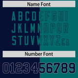 Custom Navy Aqua Split Fashion Coconut Tree Design Authentic Baseball Jersey