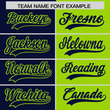 Custom Navy Neon Green Split Fashion Coconut Tree Design Authentic Baseball Jersey