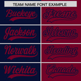 Custom Navy Crimson Split Fashion Coconut Tree Design Authentic Baseball Jersey