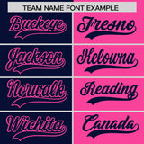 Custom Navy Pink Split Fashion Coconut Tree Design Authentic Baseball Jersey