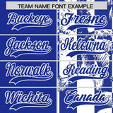 Custom Royal White Split Fashion Coconut Tree Design Authentic Baseball Jersey