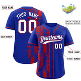 Custom Royal Red Split Fashion Coconut Tree Design Authentic Baseball Jersey