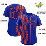 Custom Royal Orange Split Fashion Coconut Tree Design Authentic Baseball Jersey