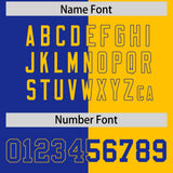 Custom Royal Yellow Split Fashion Coconut Tree Design Authentic Baseball Jersey