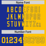 Custom Royal Yellow Split Fashion Coconut Tree Design Authentic Baseball Jersey