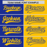 Custom Royal Yellow Split Fashion Coconut Tree Design Authentic Baseball Jersey