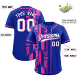 Custom Royal Pink Split Fashion Coconut Tree Design Authentic Baseball Jersey