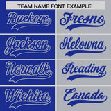 Custom Royal Gray Split Fashion Coconut Tree Design Authentic Baseball Jersey