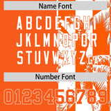 Custom Orange White Split Fashion Coconut Tree Design Authentic Baseball Jersey