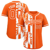Custom Orange White Split Fashion Coconut Tree Design Authentic Baseball Jersey