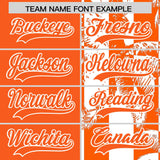 Custom Orange White Split Fashion Coconut Tree Design Authentic Baseball Jersey