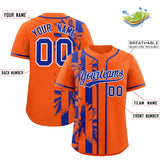 Custom Orange Royal Split Fashion Coconut Tree Design Authentic Baseball Jersey