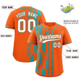 Custom Orange Aqua Split Fashion Coconut Tree Design Authentic Baseball Jersey