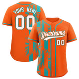 Custom Orange Aqua Split Fashion Coconut Tree Design Authentic Baseball Jersey