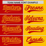 Custom Red Yellow Split Fashion Coconut Tree Design Authentic Baseball Jersey