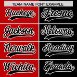 Custom Red Black Split Fashion Coconut Tree Design Authentic Baseball Jersey